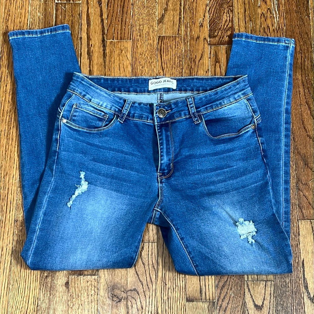 GOGO  Blue Distressed Skinny Jeans | Size 13